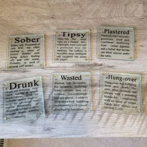 Glass Drink Coasters Set of 6 Beer Booze